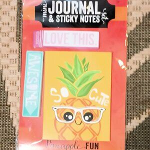 NWT ~ 3 Packages of Mini Journal & Sticky Notes Pineapple Fun Set